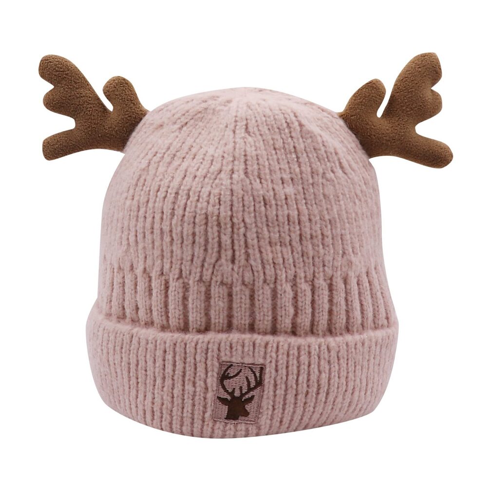 2274 Cute Reindeer Moose Hat Winter Warm Knitted Beanie Cap Fleece Lined
